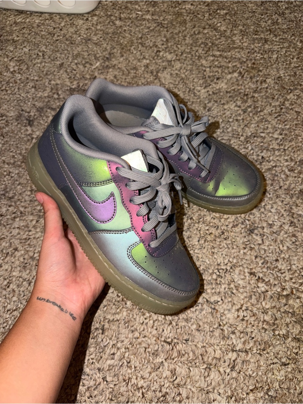 Nike Iridescent Green-Purple Low Top Sneakers